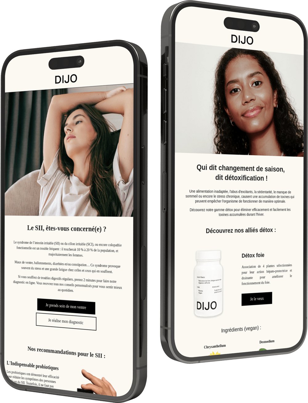 Emails DIJO conçus par Emailio, présentés sur mobile