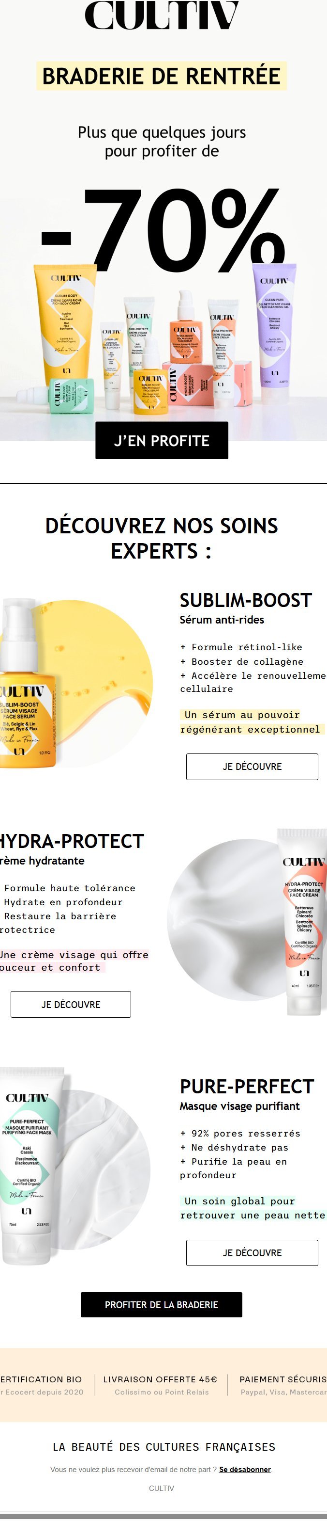 Création email conçue par Emailio pour une marque e-commerce