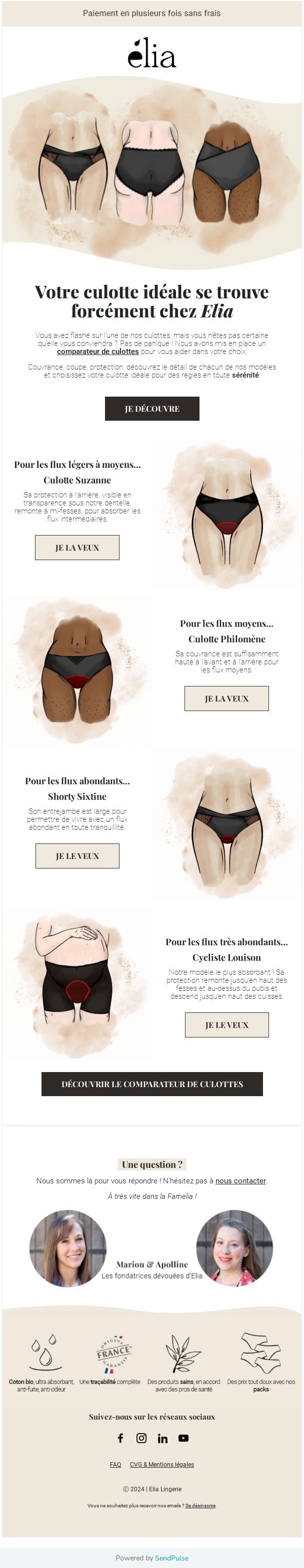 Newsletter conçue par Emailio pour elia