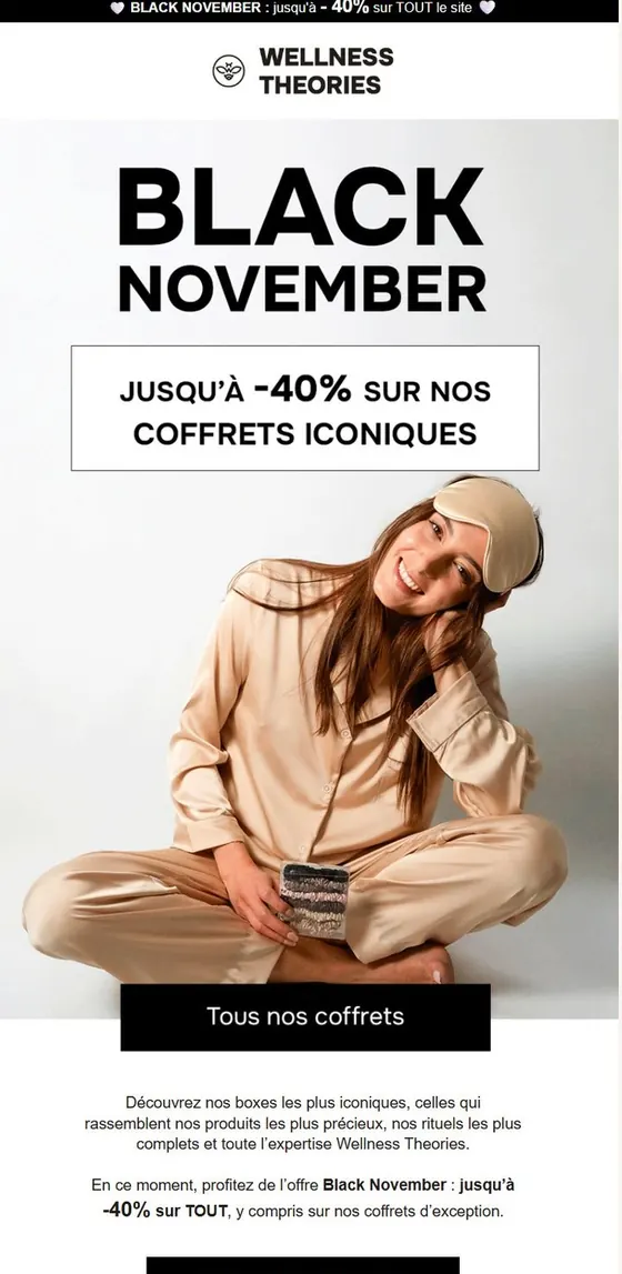 Email Black November conçu par Emailio pour Wellness Theories